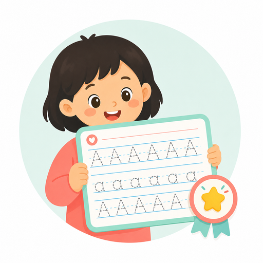 Neat letter worksheet with a star badge
