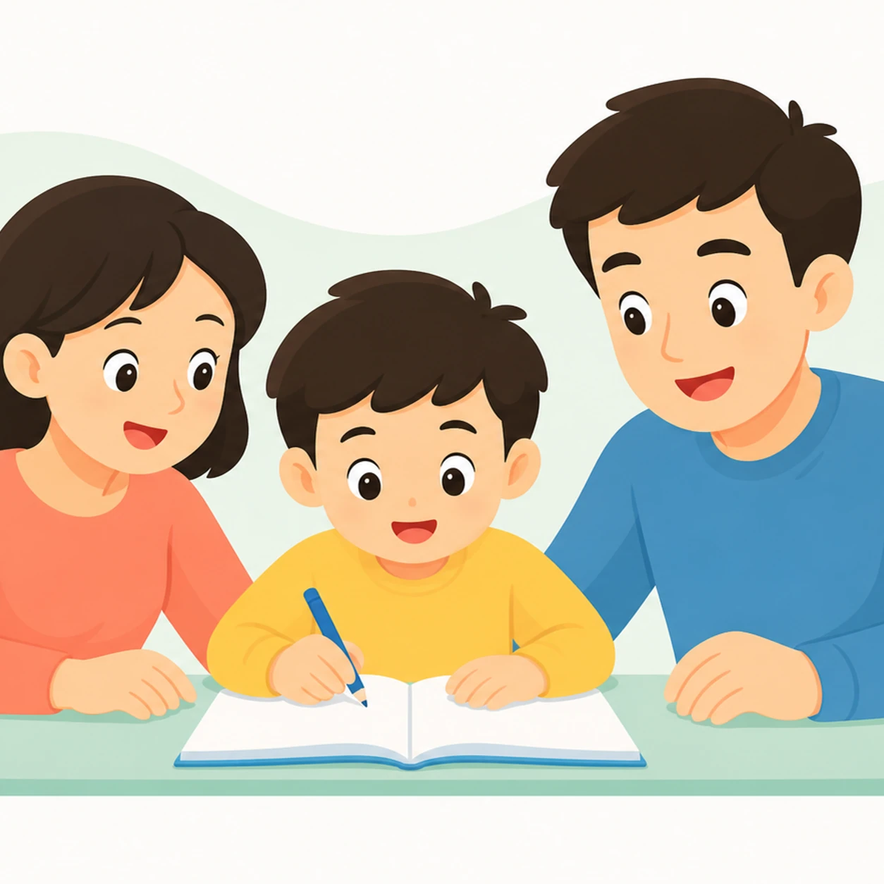 Warm educational illustration for tracing and copying a first and last name