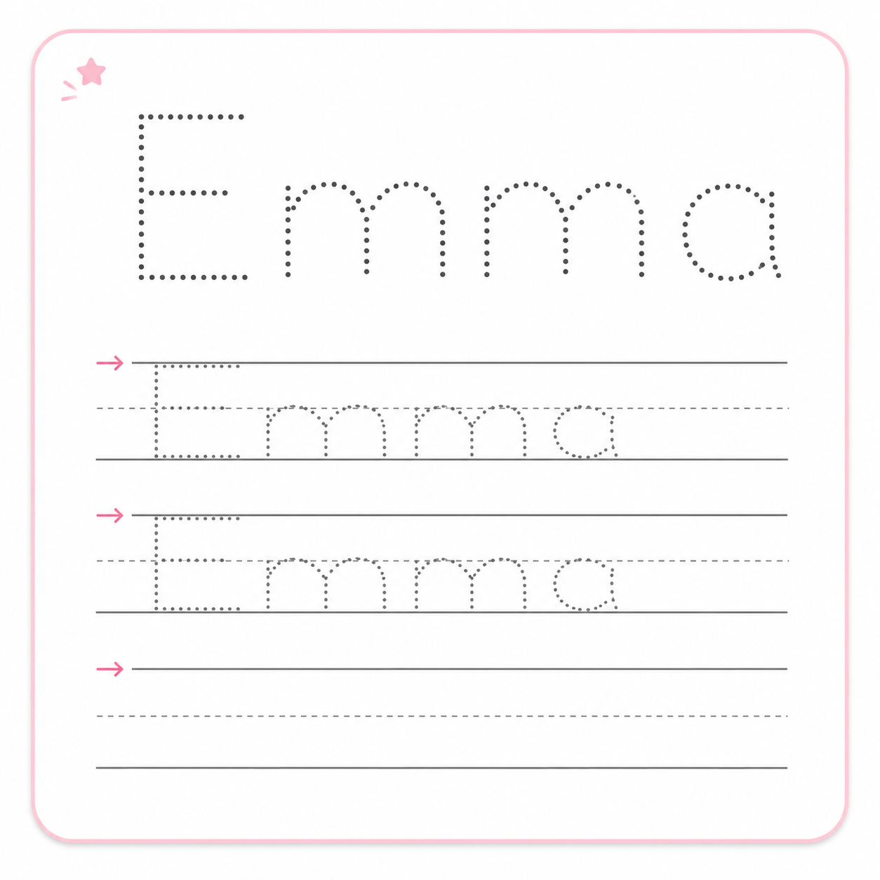 Preview of Name Tracing Worksheet with Starting Dots