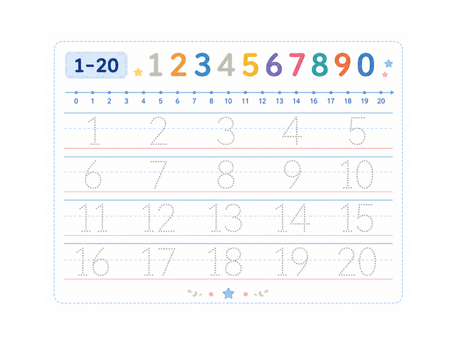 Preview of Numbers 1–20 Tracing Worksheet